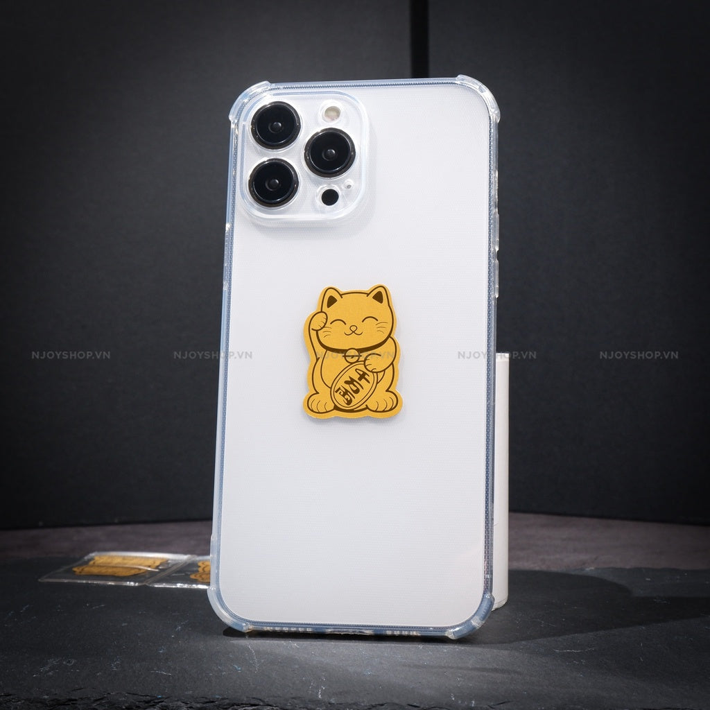 Miếng Dán Sticker Mèo Thần Tài Linh Vật May Mắn Thu Hút Tài Lộc Cho Ốp Lưng iPhone Njoyshop