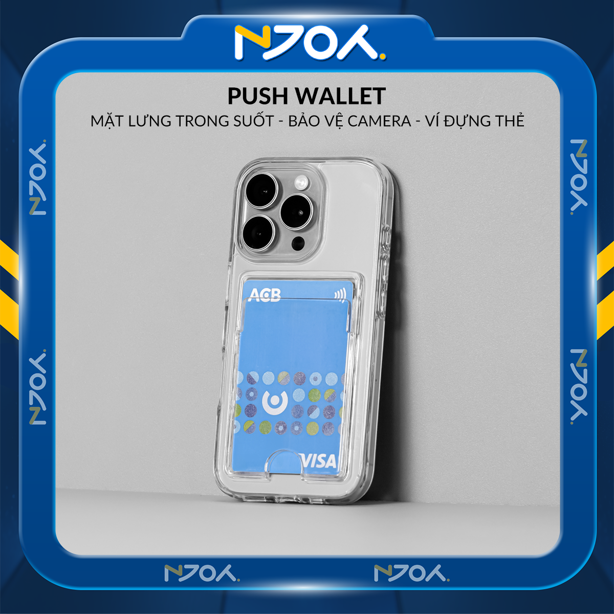 Ốp Lưng Trong Suốt Njoy Đựng Thẻ Bảo Vệ Camera Chống Sốc Cho iPhone 17 Pro Max 16 15 14 13 12