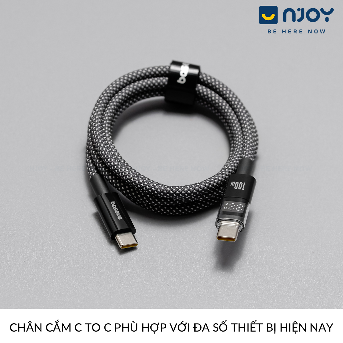 Dây Cáp Sạc Baseus 100W Type C To C Đèn Led Báo Công Suất Sạc Cho Điện Thoại iPhone iPad Macbook