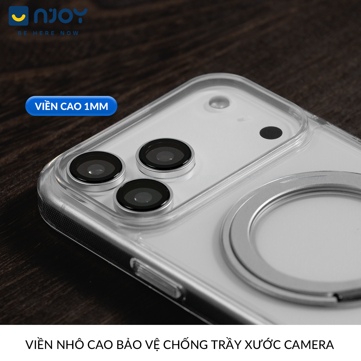 Ốp Magsafe Trong Suốt Giá Đỡ Xoay 360 Độ Cho iPhone 17 Pro Max 16 15 14 13 12