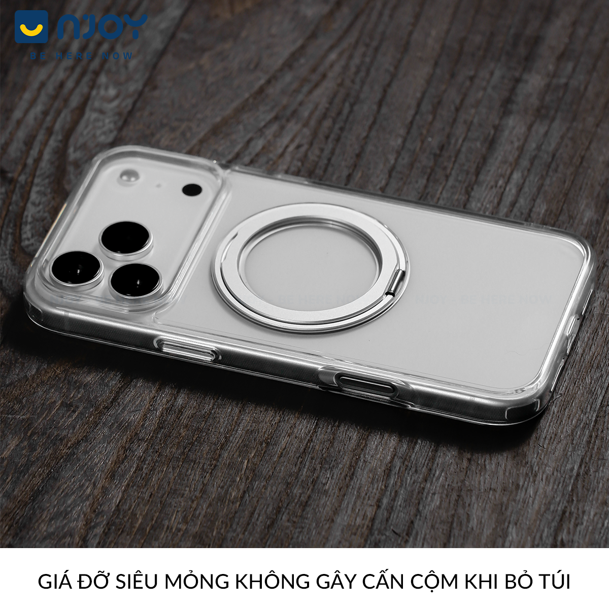 Ốp Magsafe Trong Suốt Giá Đỡ Xoay 360 Độ Cho iPhone 17 Pro Max 16 15 14 13 12