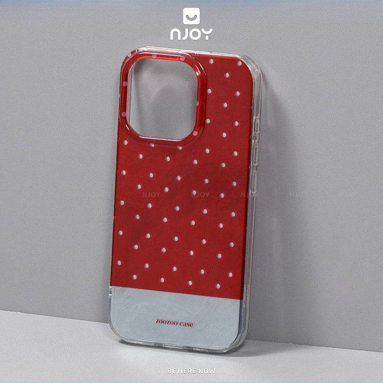 Ốp Lưng Chấm Bi Màu Đỏ Phản Quang Tráng Gương Cho Điện Thoại iPhone 18 Pro Max 17 16 15 14 13 12