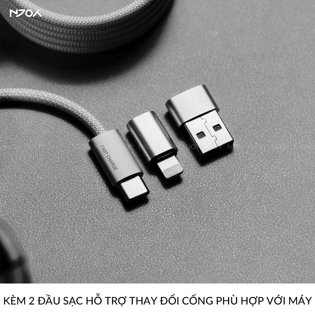 Cáp Sạc Nhanh Đa Năng 3 Trong 1 240W Type C Dây Nylon Cho iPhone MacBook iPad AirPods