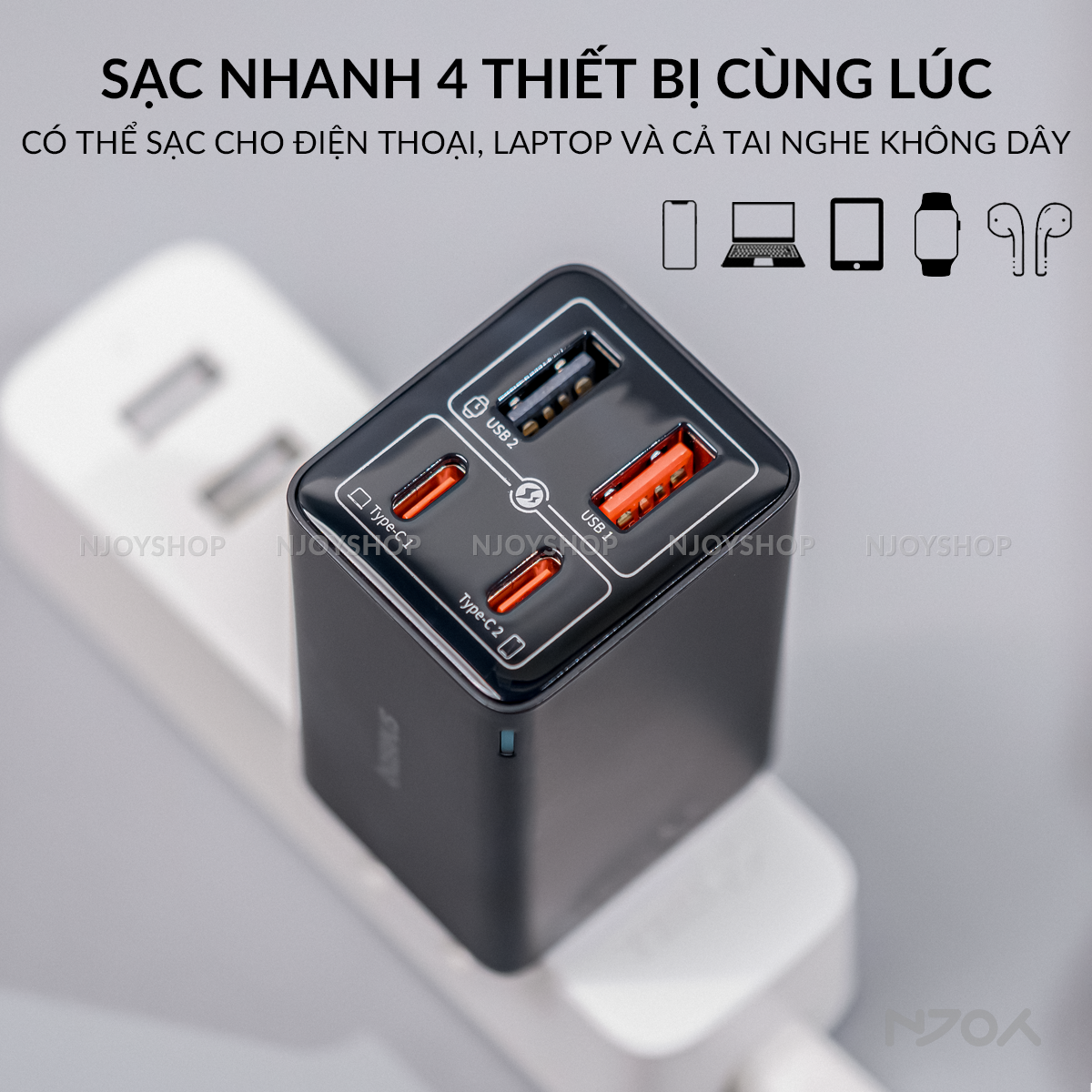 Củ Sạc Nhanh 65W Baseus GaN6 Pro Nhỏ Gọn 2 Cổng Type C & USB Kèm Cáp C to C