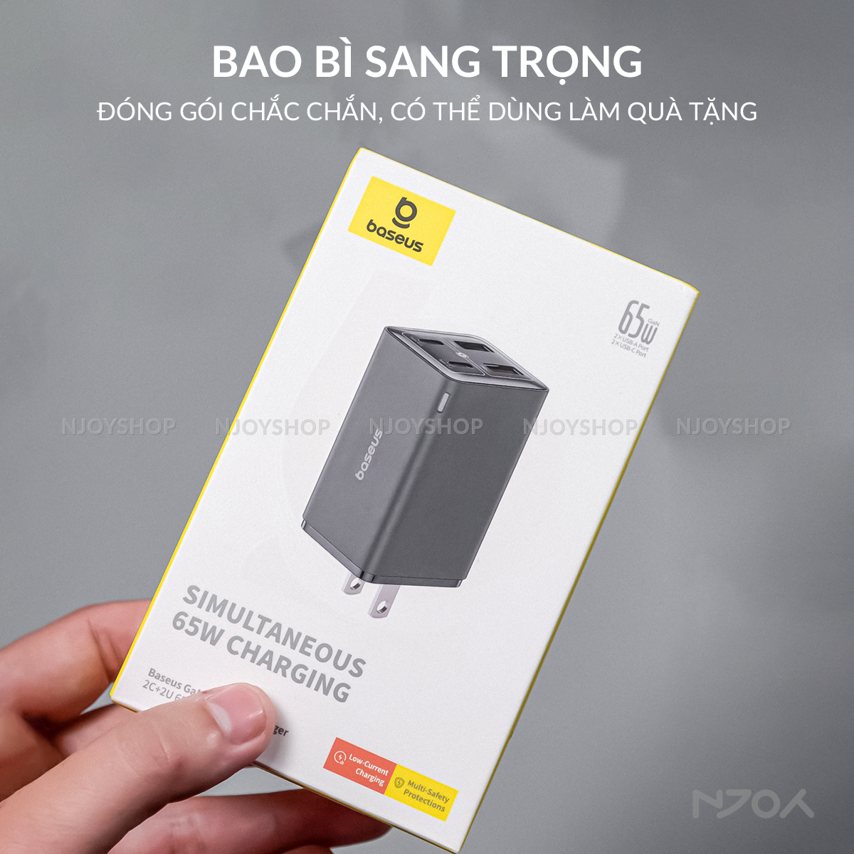 Củ Sạc Nhanh 65W Baseus GaN6 Pro Nhỏ Gọn 2 Cổng Type C & USB Kèm Cáp C to C