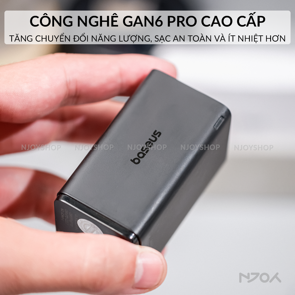 Củ Sạc Nhanh 65W Baseus GaN6 Pro Nhỏ Gọn 2 Cổng Type C & USB Kèm Cáp C to C