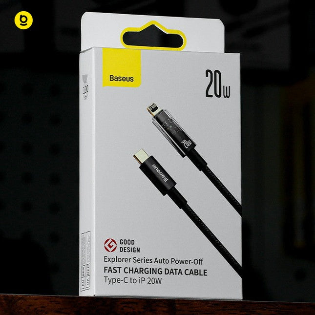 Dây Cáp Sạc Tự Ngắt Baseus 20W Có Đèn Led Dài 1m 2m Cho Điện Thoại iPhone 14 Pro Max 13 12 11 Xsmax