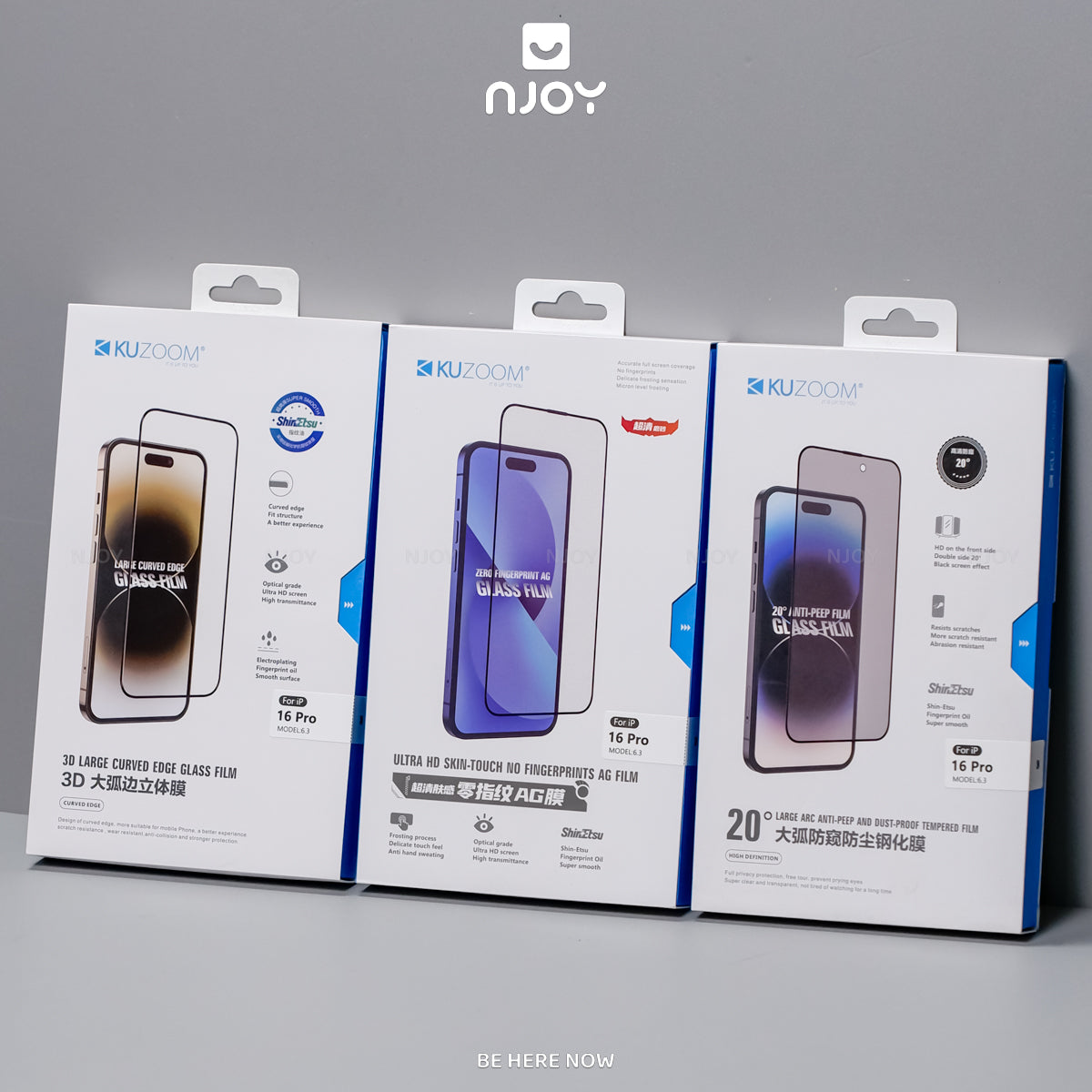 Kính Kuzoom Trong Suốt Chống Trộm Chống Vân Tay Cho Điện Thoại iPhone 17 Pro Max 15 14 13 12 11