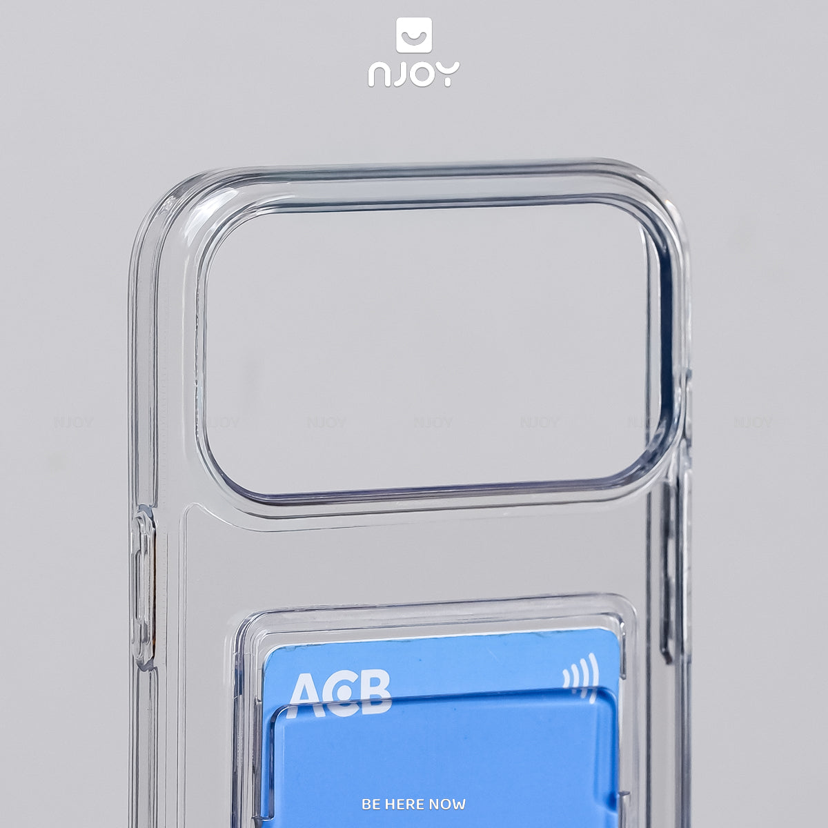 Ốp Lưng Trong Suốt Njoy Đựng Thẻ Bảo Vệ Camera Chống Sốc Cho iPhone 18 Pro Max 17 16 15 14 13 12