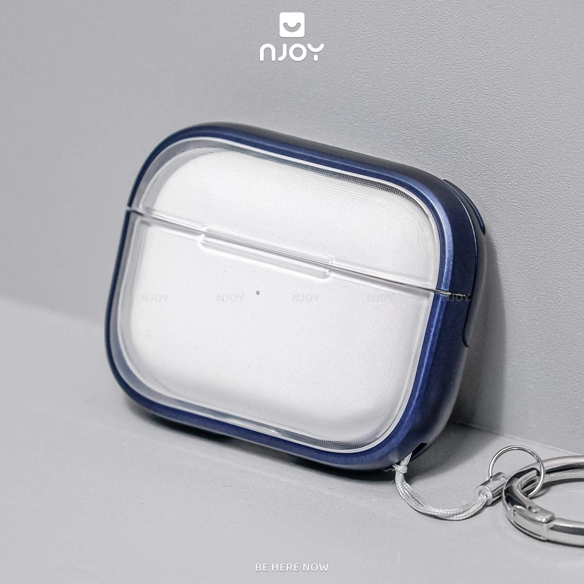 Ốp Trong Suốt Khóa Cài Viền Màu Hỗ Trợ Sạc Không Dây Kèm Móc Khóa Cho AirPods Pro 2 3