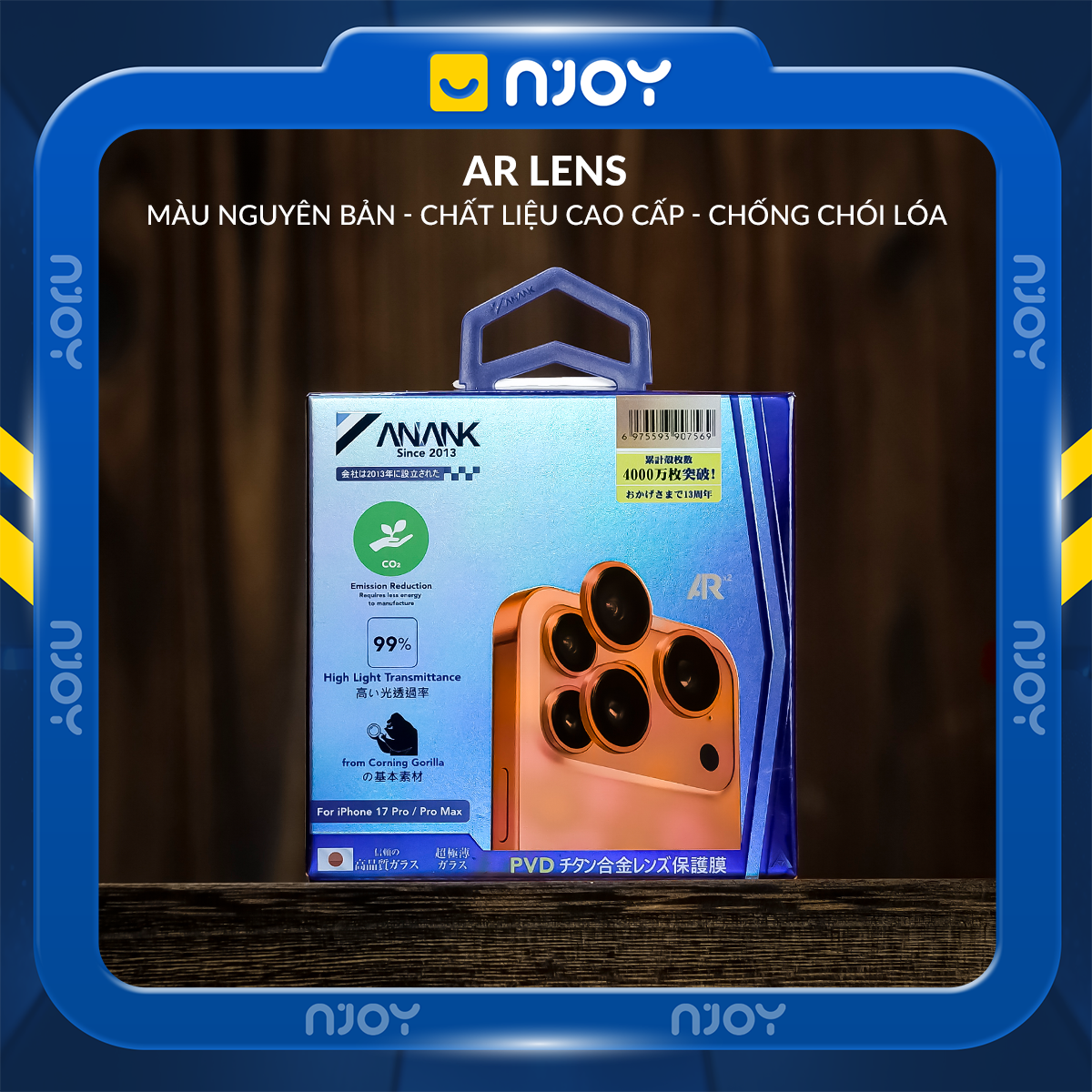 Cường Lực Camera Anank AR Chống Trầy Xước Cho iPhone 16 Plus 15 Plus 16 17 Pro Max 15 14 13