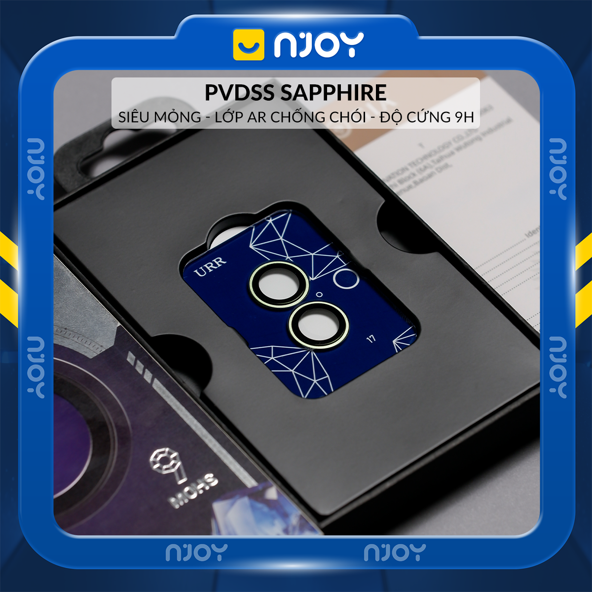 Cường Lực Camera URR Sapphire PVDSS 2 Tầng Cho iPhone 17 Pro Max 16 Pro Max 15 Pro Max 14 Pro Max 13 12