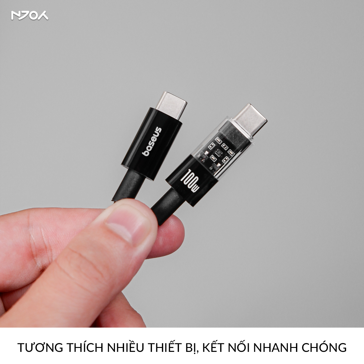 Cáp Sạc Nhanh Baseus Lucent 100W Trong Suốt Cho iPhone 17 Pro Max 16 15 iPad Laptop Airpods