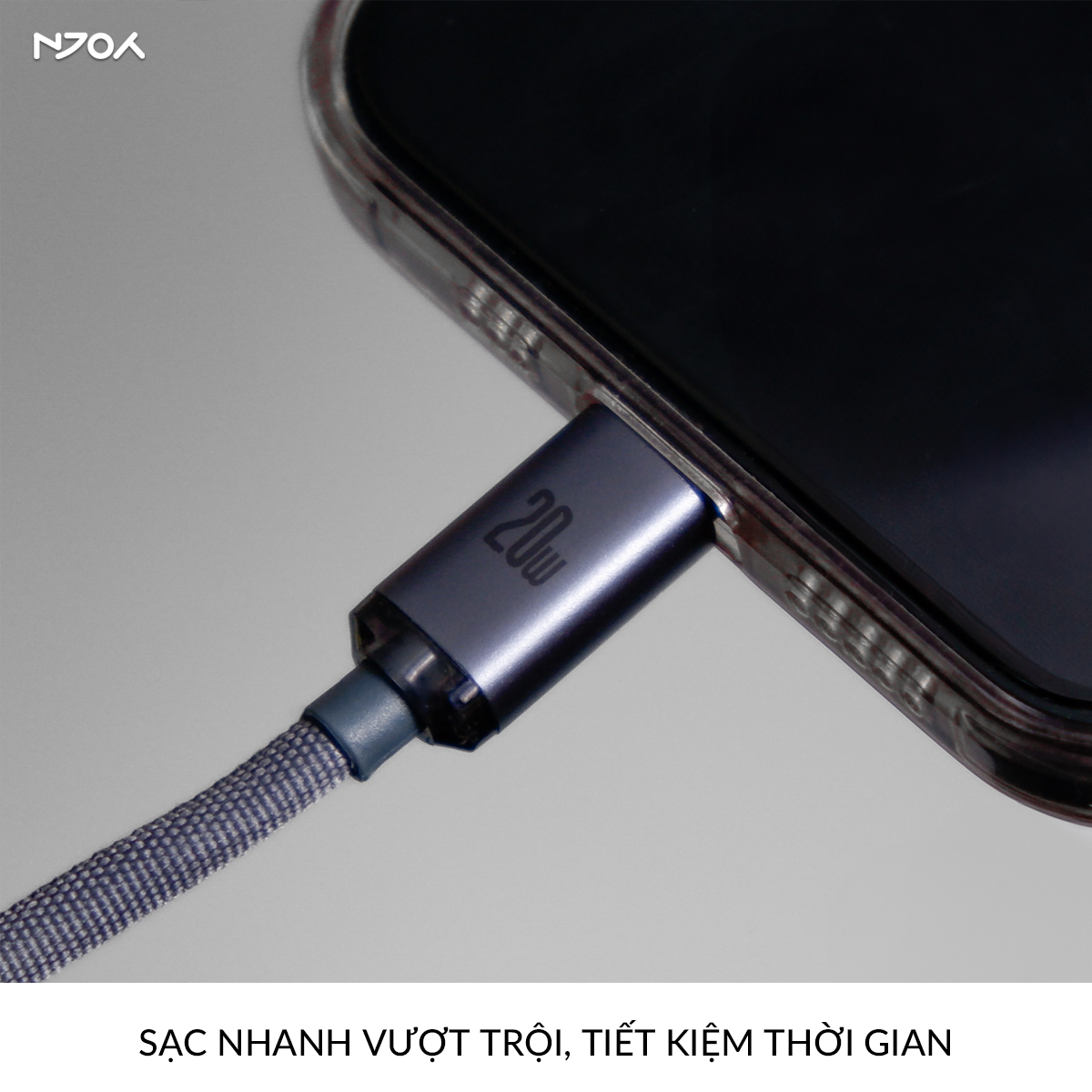 Cáp Sạc Nhanh Baseus 20W Trong Suốt Chân Cắm Type C Cho iPhone 14 Pro Max 13 12