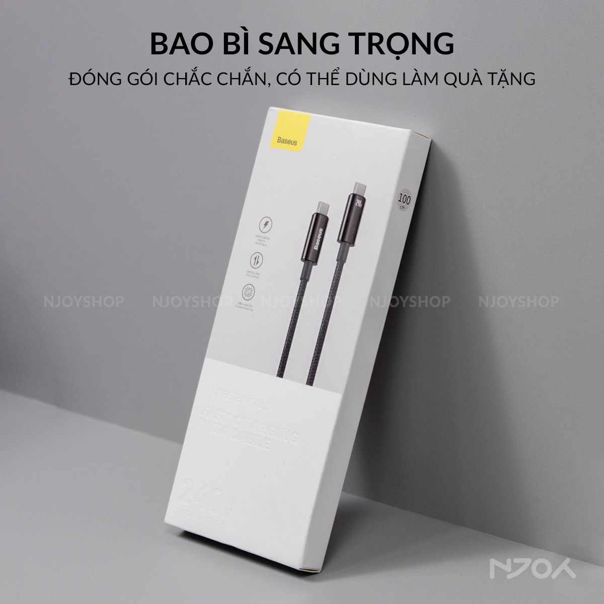 Dây Sạc Nhanh Baseus 240W Hỗ Trợ PD 3.1 Hợp Kim Đen Dây Dù Cho iPhone iPad Laptop