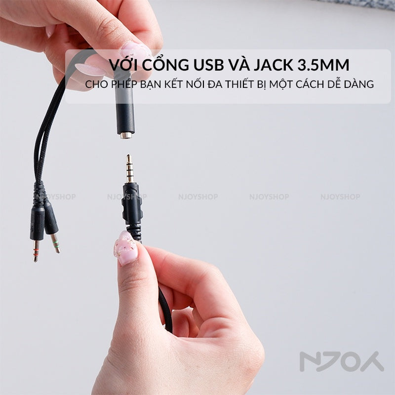 Tai Nghe Chụp Tai Remax Chân Cắm 3.5mm Đèn Led Rbg Có Mic Cho Máy Tính Laptop Điện Thoại Njoyshop