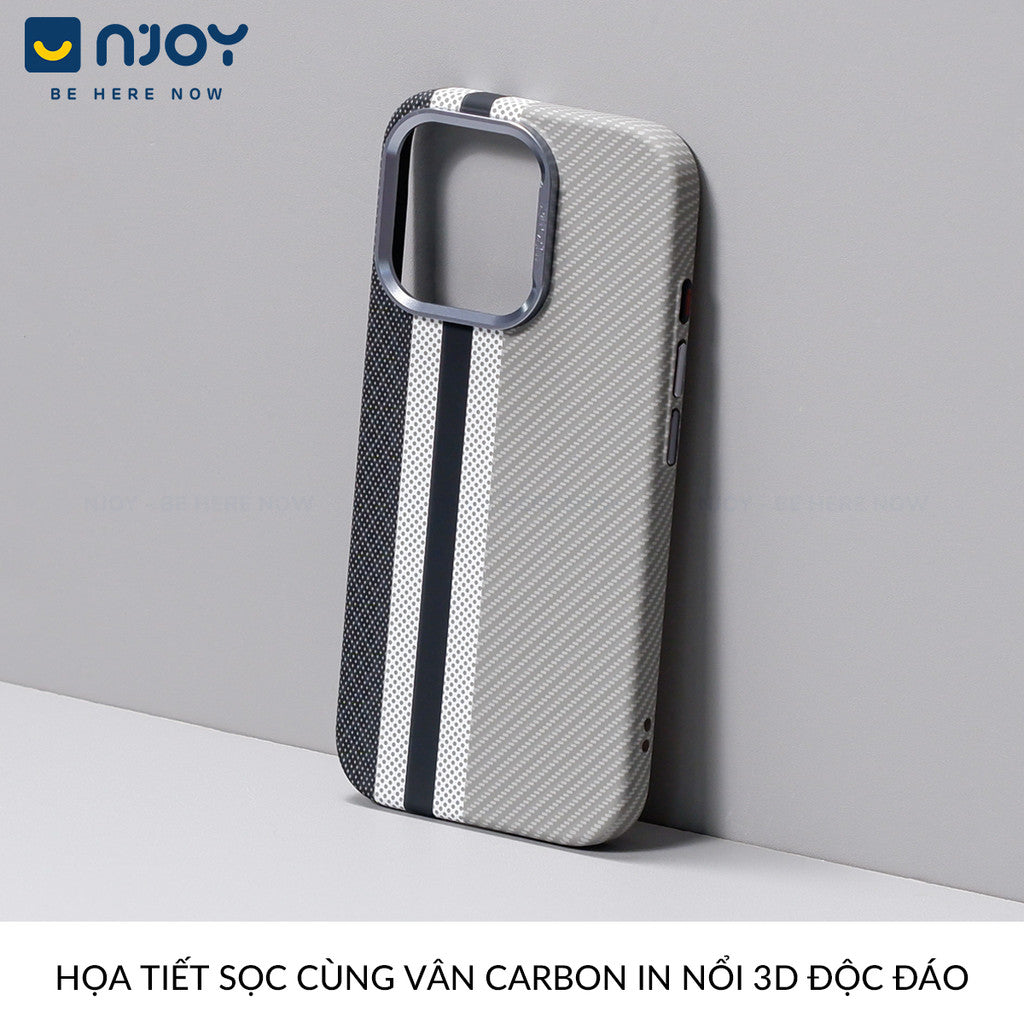 Ốp Carbon Magsafe Siêu Mỏng Họa Tiết Sọc Nổi 3D Cho Điện Thoại iPhone 16 Pro Max 15 14 13