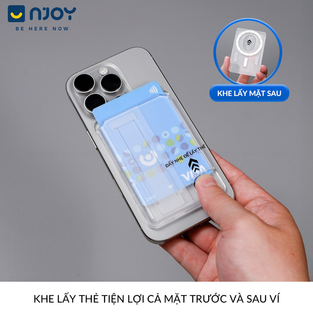 Ví Đựng Thẻ Trong Suốt Hít Magsafe Chất Liệu PC Cho Điện Thoại iPhone 16 Pro Max 15 14 13 12