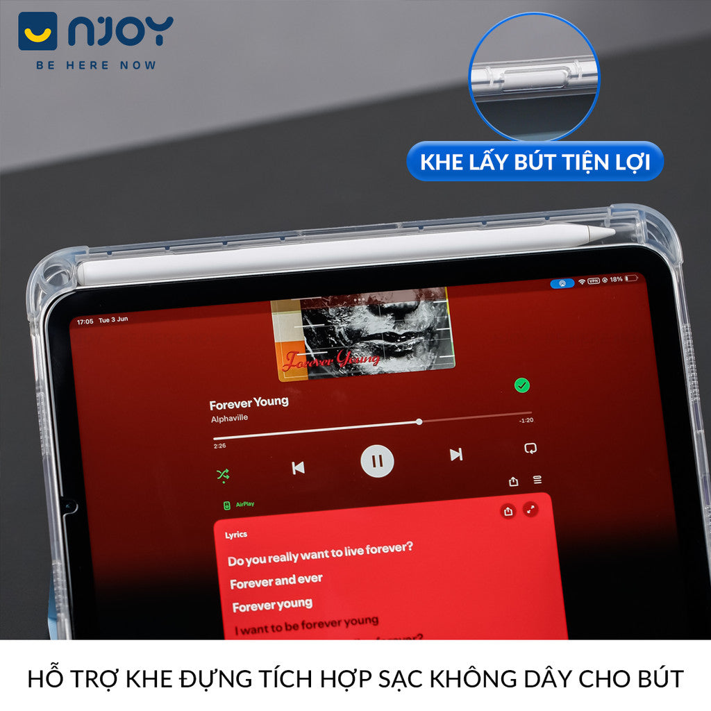 Ốp iPad Trong Suốt Chống Sốc Có Khay Đựng Bút Cho iPad Pro M4 M2 M1 Gen 11 10 Air 7 6 5 4 Mini 7 6