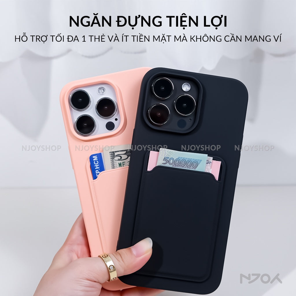 Ốp Đựng Thẻ Card Nhựa Dẻo Nhiều Màu Cho Điện Thoại iPhone 17 Pro Max 16 15 14 13 12 Njoyshop