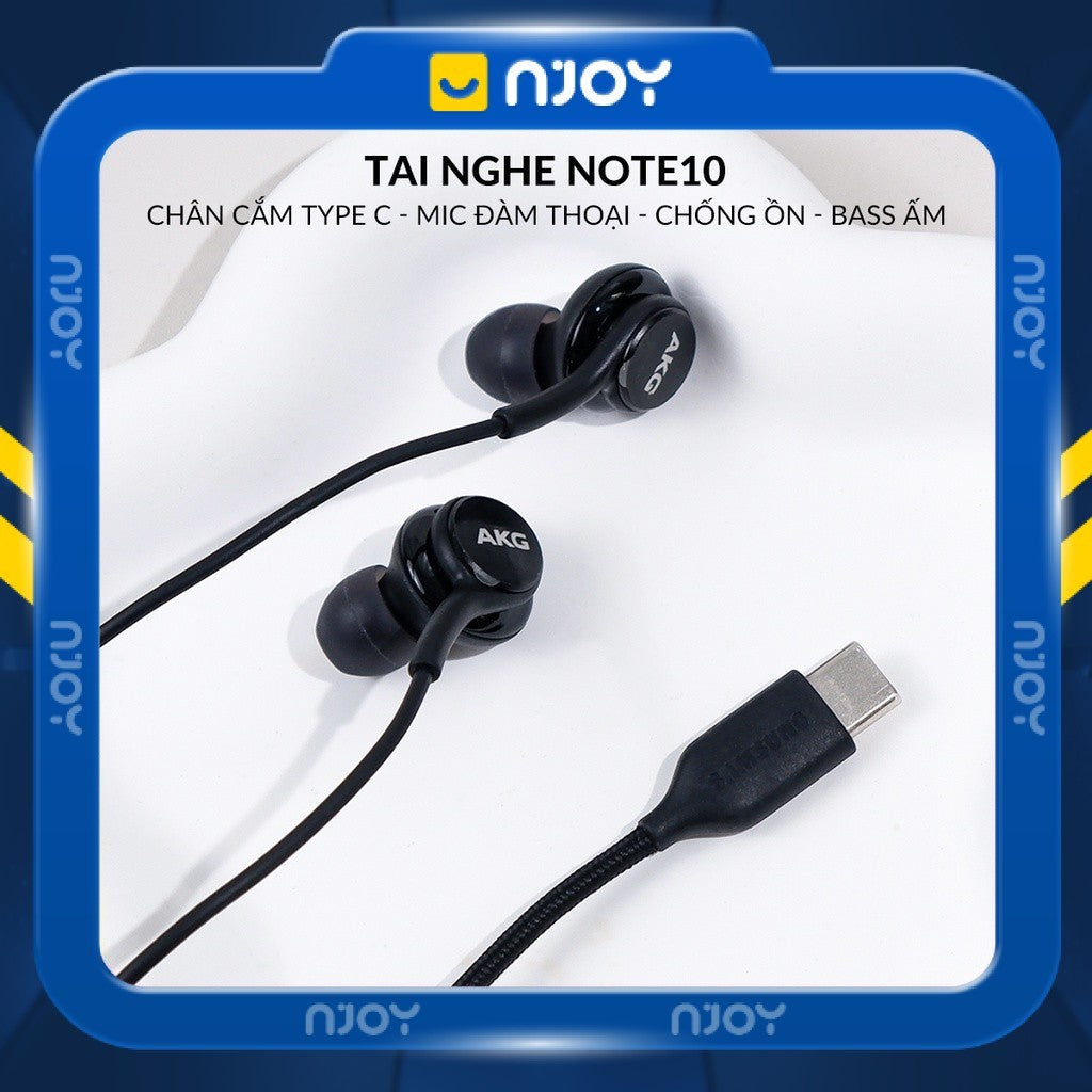 Tai Nghe Nhét Tai Chống Ồn AKG Chân Cắm Type C Cho Điện Thoại Laptop Note 10 Note 20 S20 S21 Ultra