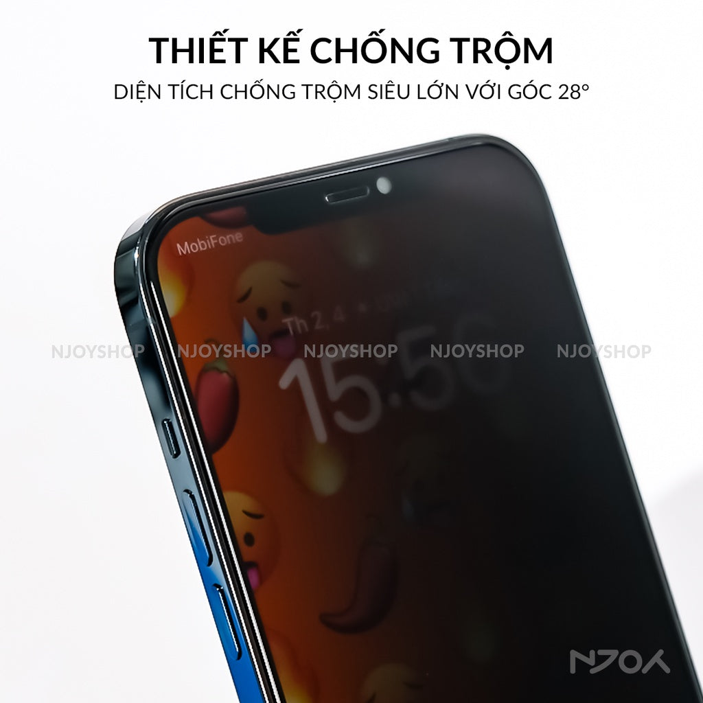 Kính Cường Lực Kuzoom Chống Nhìn Trộm Chống Trầy Cho iPhone 16 Pro Max 15 14 13 12 11