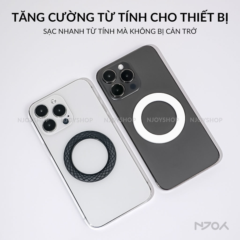 Miếng Dán Hỗ Trợ Sạc Không Dây Magsafe Từ Tính Cho Điện Thoại iPhone Samsung Njoyshop