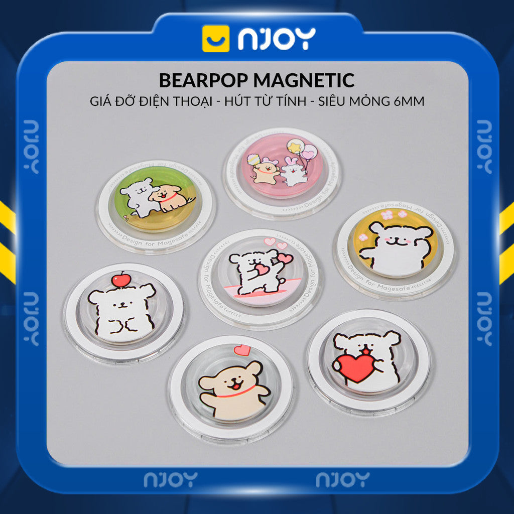 Giá Đỡ Điện Thoại Popsocket In Hình Gấu Dễ Thương Hít Từ Tính Cho Điện Thoại iPhone Samsung Njoyshop