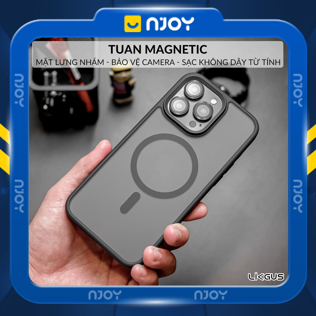 Ốp Hỗ Trợ Sạc Không Dây Likgus Lưng Nhám Chống Bẩn Cho iPhone 16 Pro Max 15 Pro Max 14 13 Njoyshop