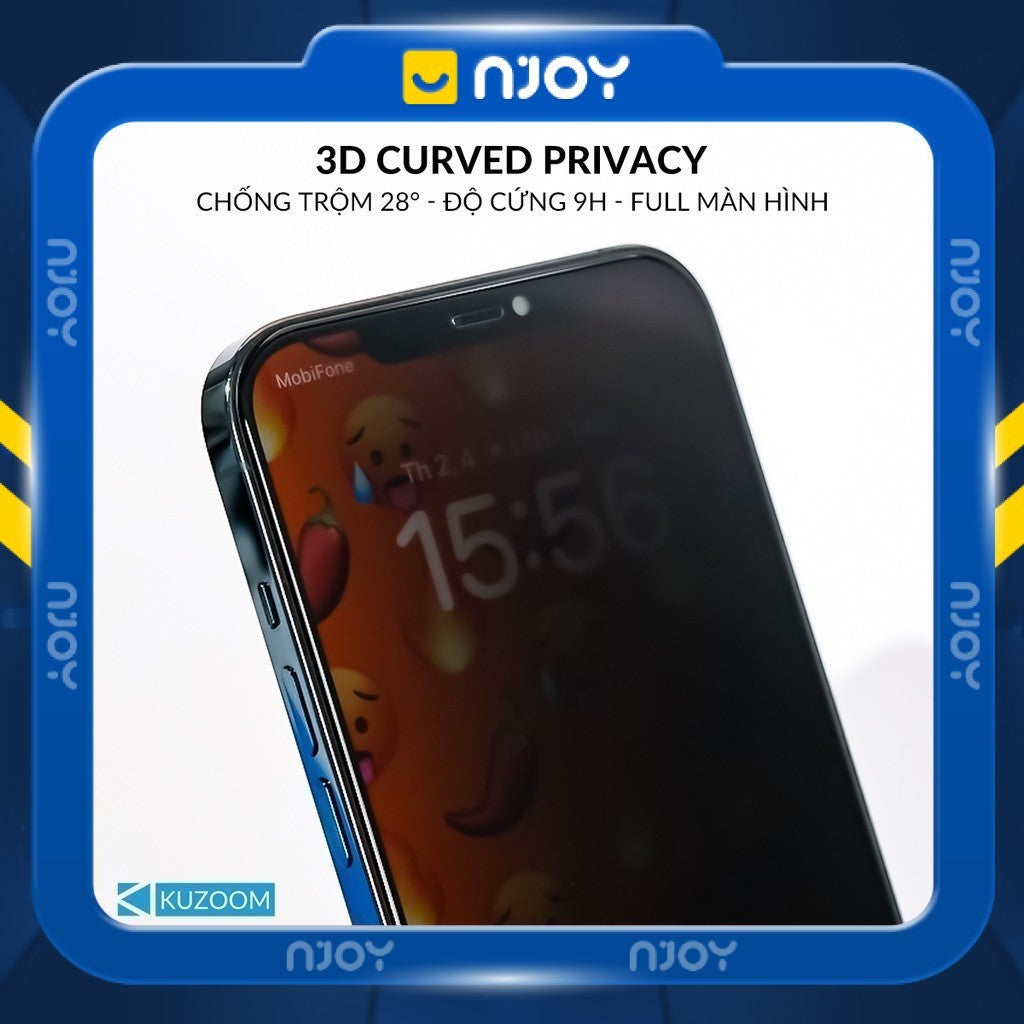 Kính Cường Lực Kuzoom Chống Nhìn Trộm Chống Trầy Cho iPhone 16 Pro Max 15 14 13 12 11