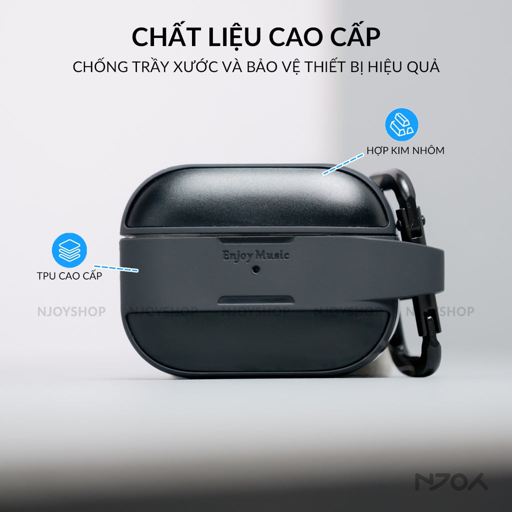Ốp Hợp Kim Nhôm Ahastyle Viền Silicon Kèm Móc Khóa Cho Tai Nghe AIrpods Pro 2 3 4