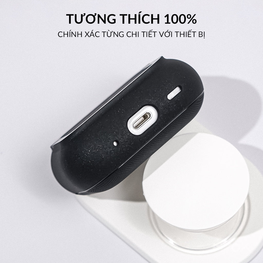 Ốp Nhung Ahastyle Hỗ Trợ Magsafe Viền Kim Loại Kèm Móc Khóa Cho AirPods Pro 2