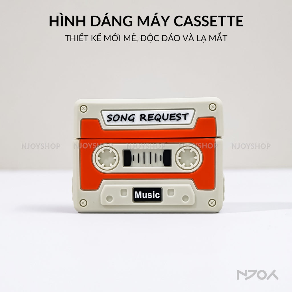 Ốp In Hình Cassette Silicon Kèm Dây Đeo Cho Tai Nghe Airpods 4 3 Airpods Pro 3 2 Njoyshop