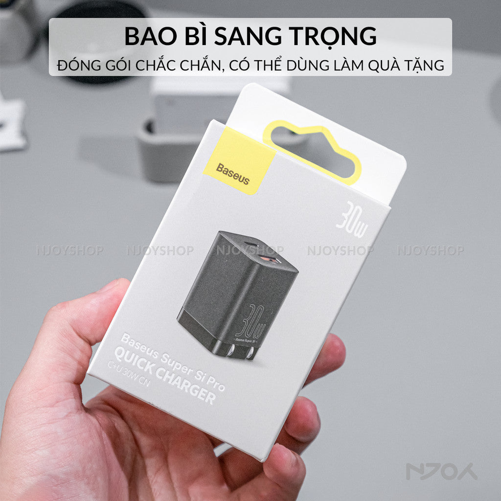 Củ Sạc Nhanh 30w Baseus 2 Cổng USB A & Type C QC 3.0 PD 3.0 Cho Điện Thoại Máy Tính Bảng Njoyshop