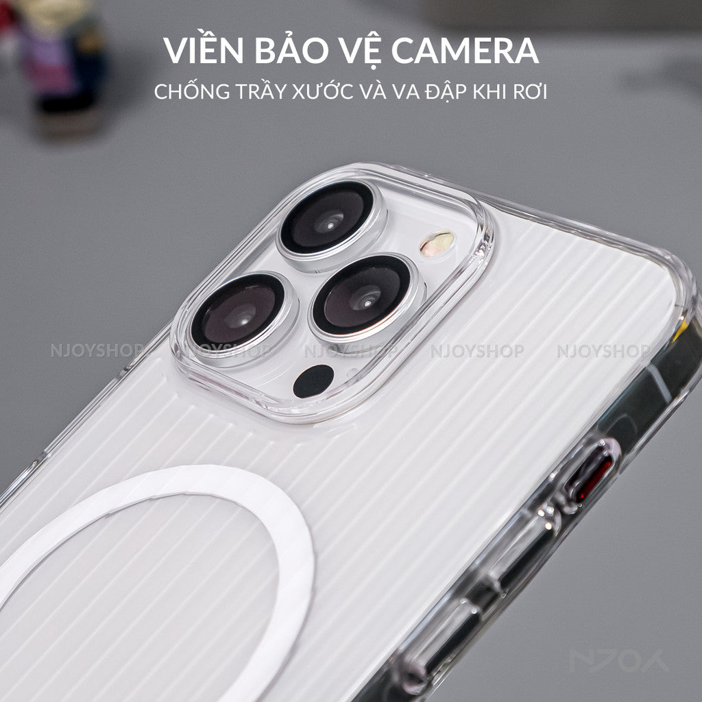 Ốp Siêu Mỏng Trong Suốt Hỗ Trợ Sạc Không Dây Bảo Vệ Camera Cho iPhone