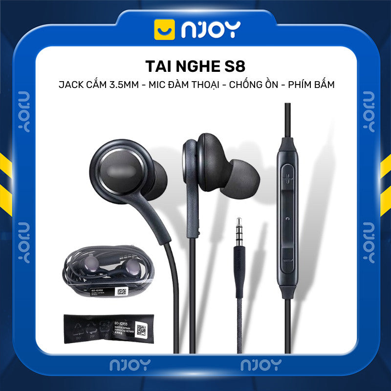 Tai Nghe Nhét Tai Akg S8 Chân Cắm 3.5 Mm Kèm Bộ Núm Có Mic Hỗ Trợ Bass Ấm Chơi Game Njoyshop