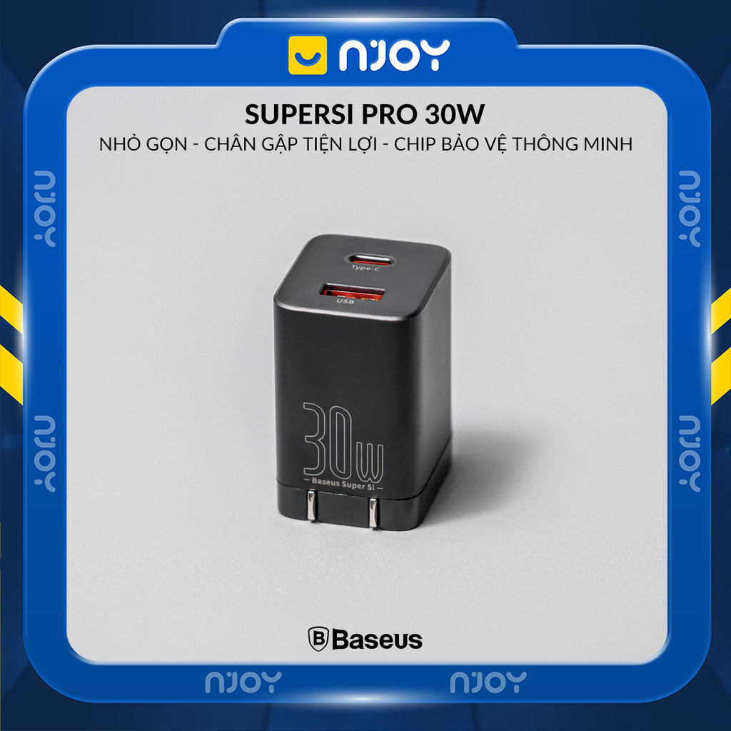 Củ Sạc Nhanh 30w Baseus 2 Cổng USB A & Type C QC 3.0 PD 3.0 Cho Điện Thoại Máy Tính Bảng Njoyshop