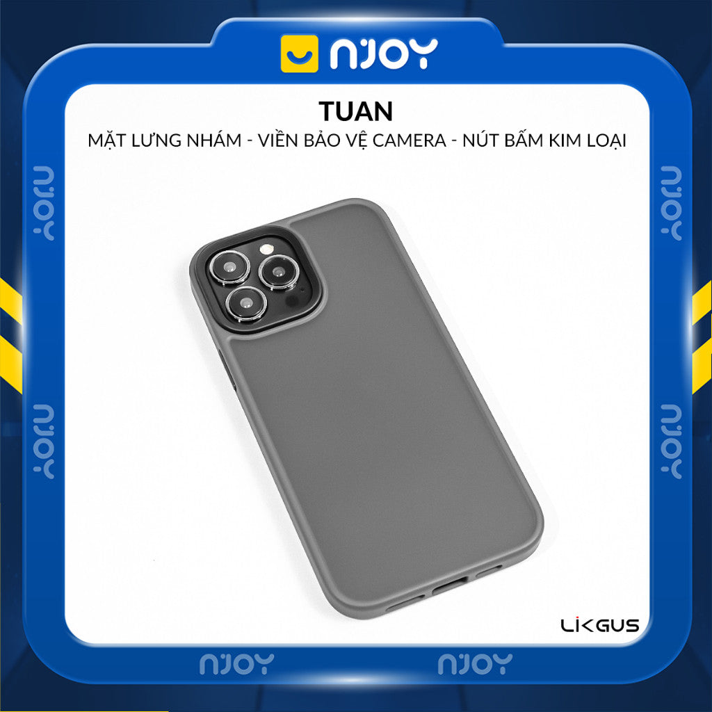 Ốp Nhám Viền Màu Chống Vân Tay Likgus Nút Kim Loại Cho iPhone 17 Pro Max 16 15 14 13 12 11
