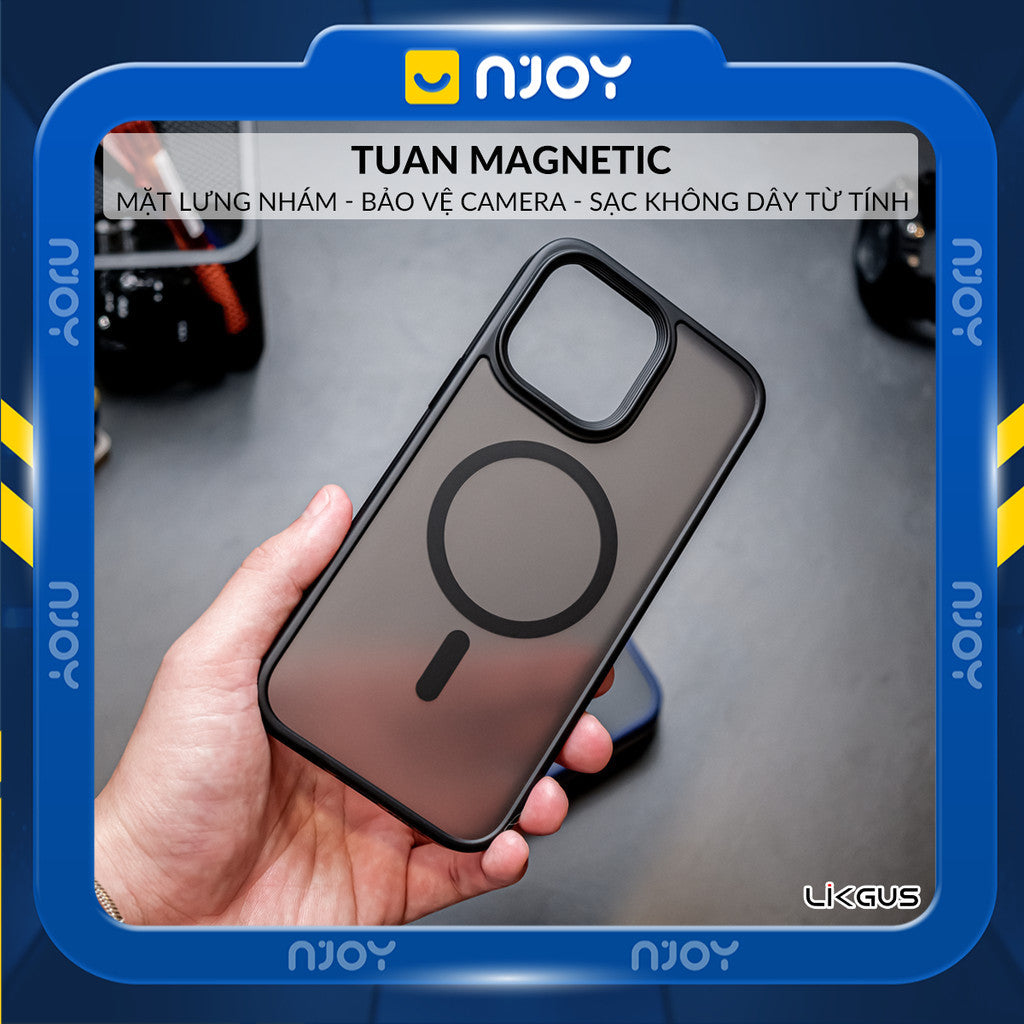 Ốp Hỗ Trợ Sạc Không Dây Likgus Lưng Nhám Chống Bẩn Cho iPhone 16 Pro Max 15 Pro Max 14 13 Njoyshop