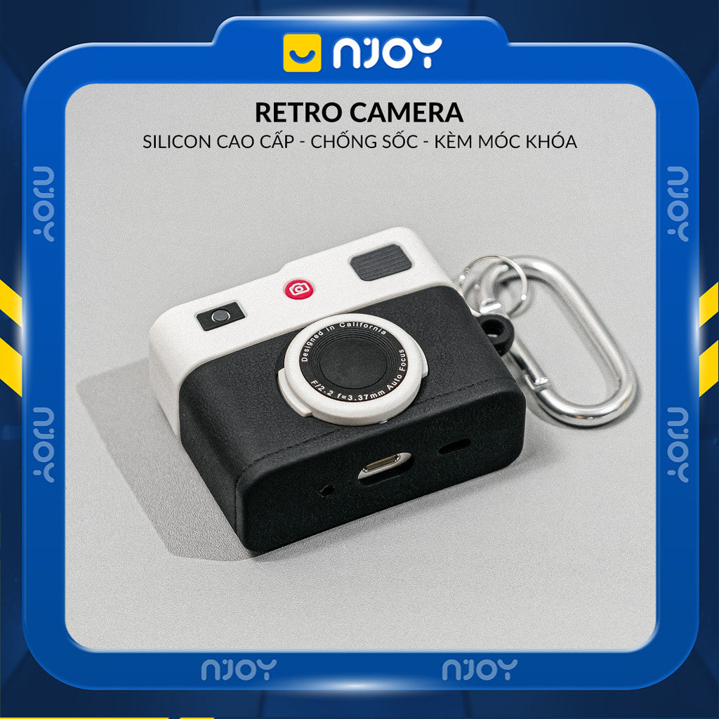 Ốp Silicon In Hình Retro Camera Kèm Móc Khóa Cho Tai Nghe AirPods Pro 3 2 Airpods 4