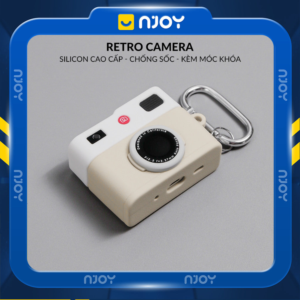 Ốp Silicon In Hình Retro Camera Kèm Móc Khóa Cho Tai Nghe AirPods Pro 3 2 Airpods 4