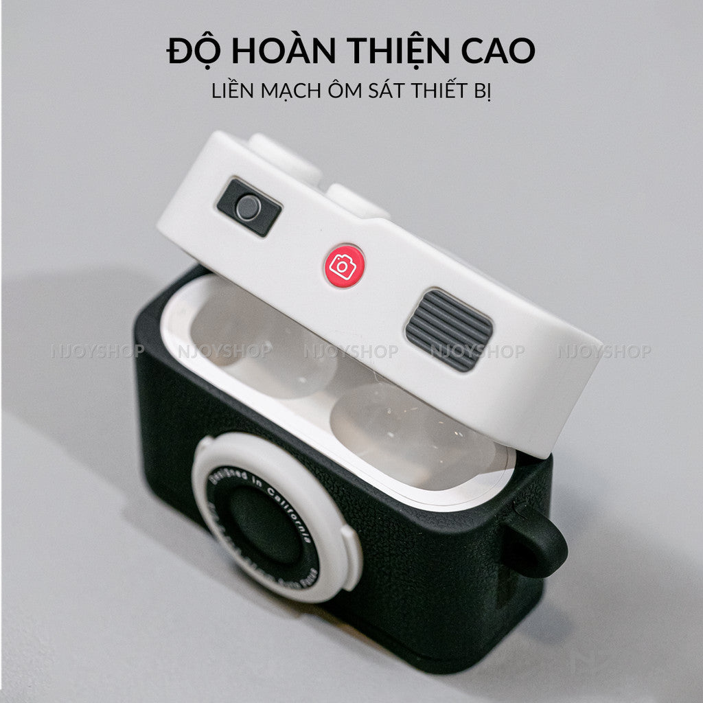 Ốp Silicon In Hình Retro Camera Kèm Móc Khóa Cho Tai Nghe AirPods Pro 3 2 Airpods 4