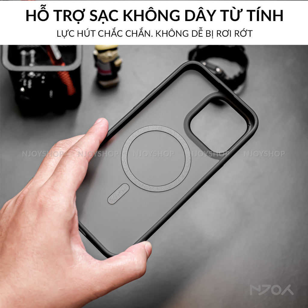 Ốp Hỗ Trợ Sạc Không Dây Likgus Lưng Nhám Chống Bẩn Cho iPhone 16 Pro Max 15 Pro Max 14 13 Njoyshop