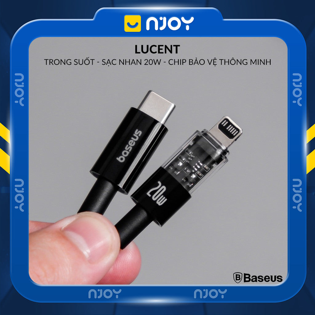 Cáp Sạc Nhanh Baseus 20W Trong Suốt Chân Cắm Type C Cho iPhone 14 Pro Max 13 12