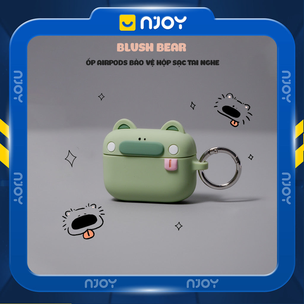 Ốp Silicon In Hình Gấu Dễ Thương Chống Sốc Kèm Móc Khóa Cho AirPods Pro 3 2