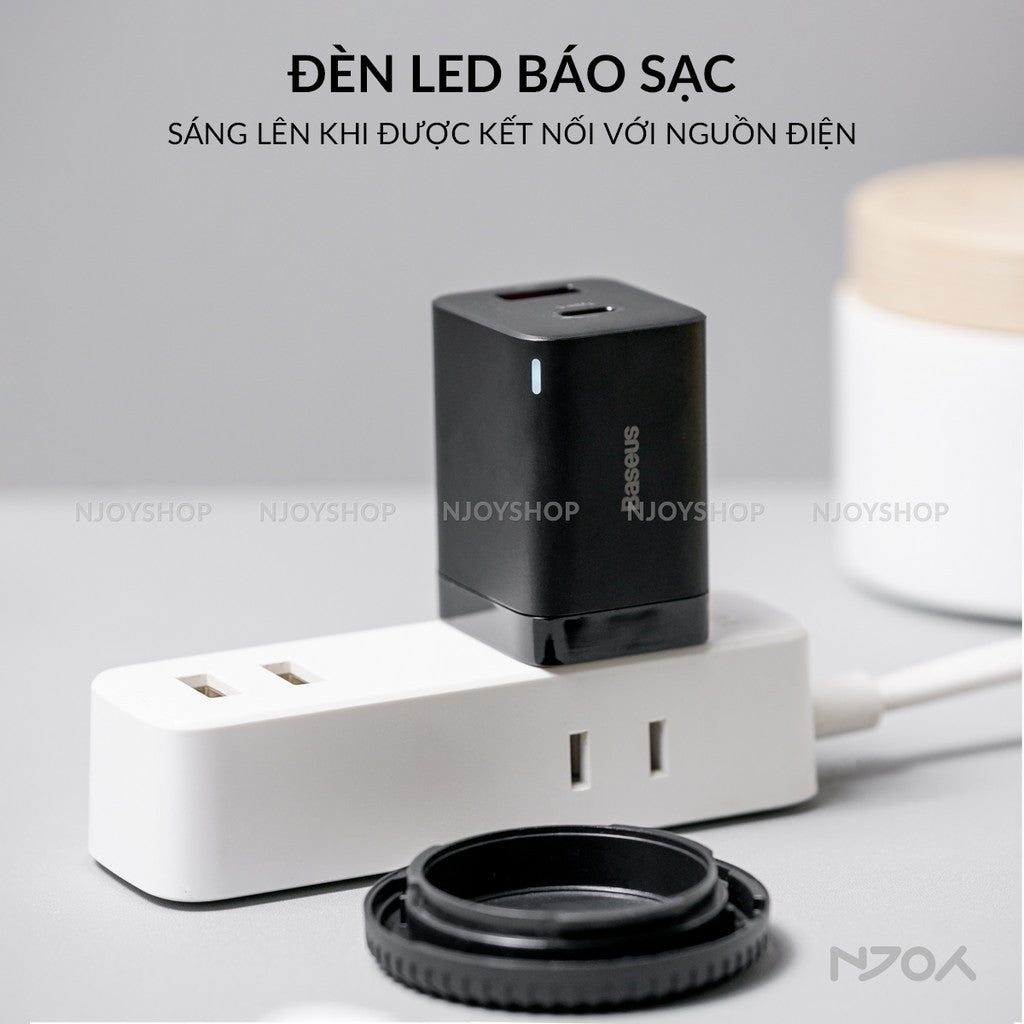 Củ Sạc Nhanh 30w Baseus 2 Cổng USB A & Type C QC 3.0 PD 3.0 Cho Điện Thoại Máy Tính Bảng Njoyshop