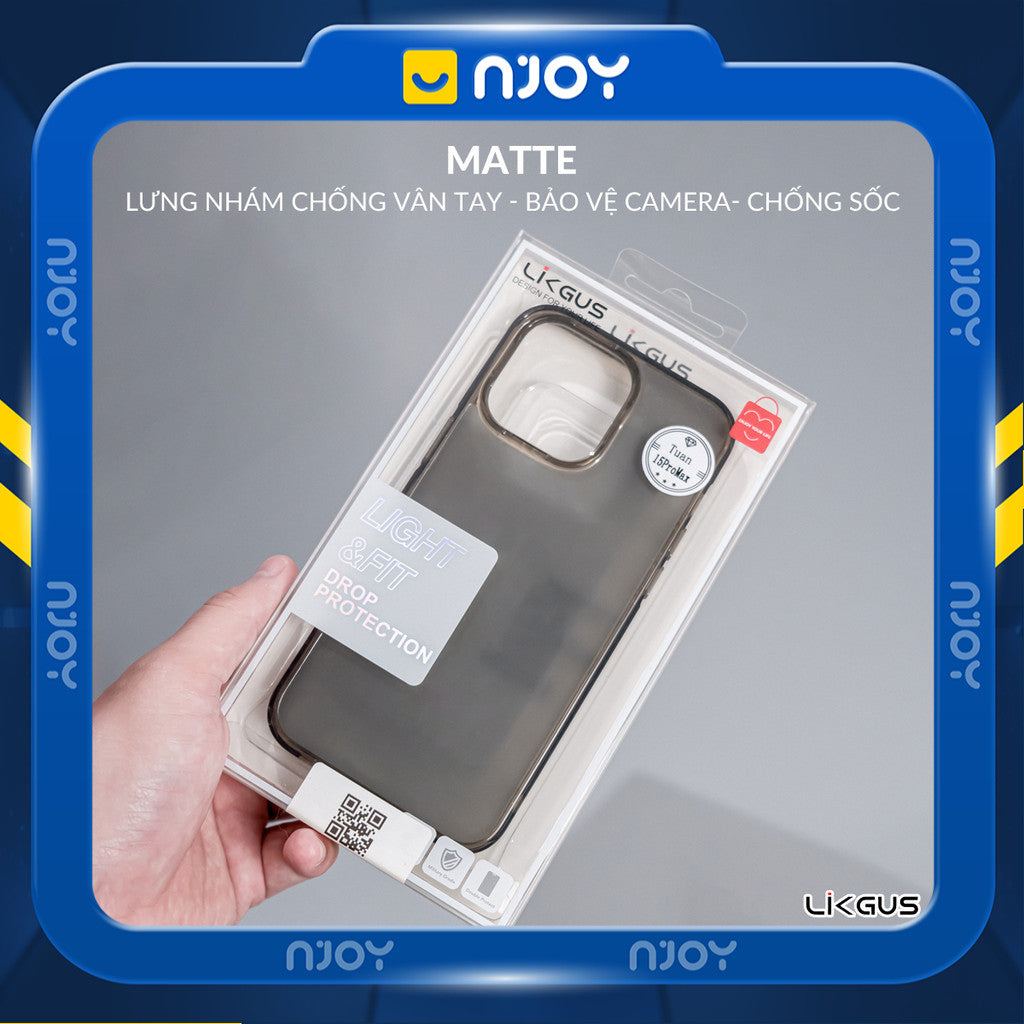 Ốp Nhám Mờ Likgus Chống Vân Tay Bảo Vệ Camera Cho iPhone 17 Pro Max 16 15 14 13 12