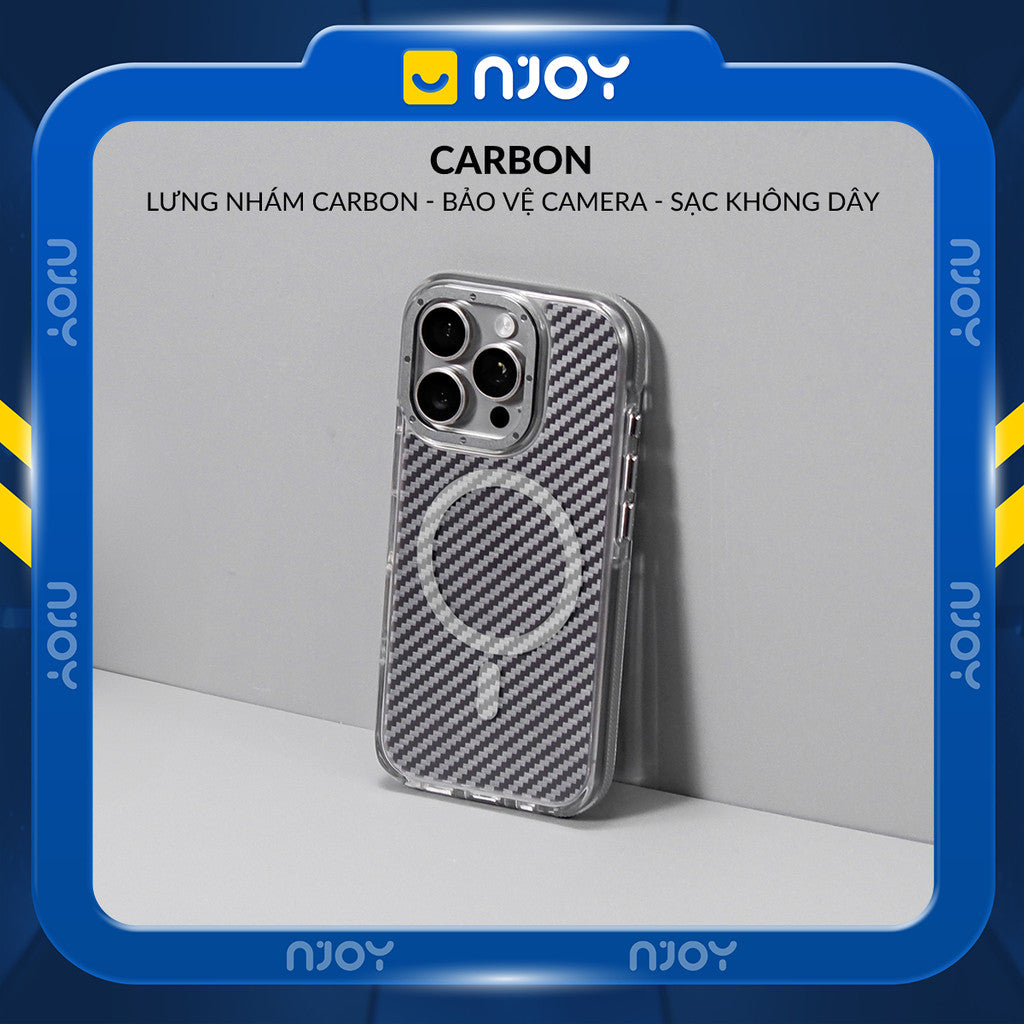 Ốp Lưng Nhám Vân Carbon Cao Cấp Hỗ Trợ Sạc Không Dây Cho iPhone 17 Pro Max 16 15 14 13