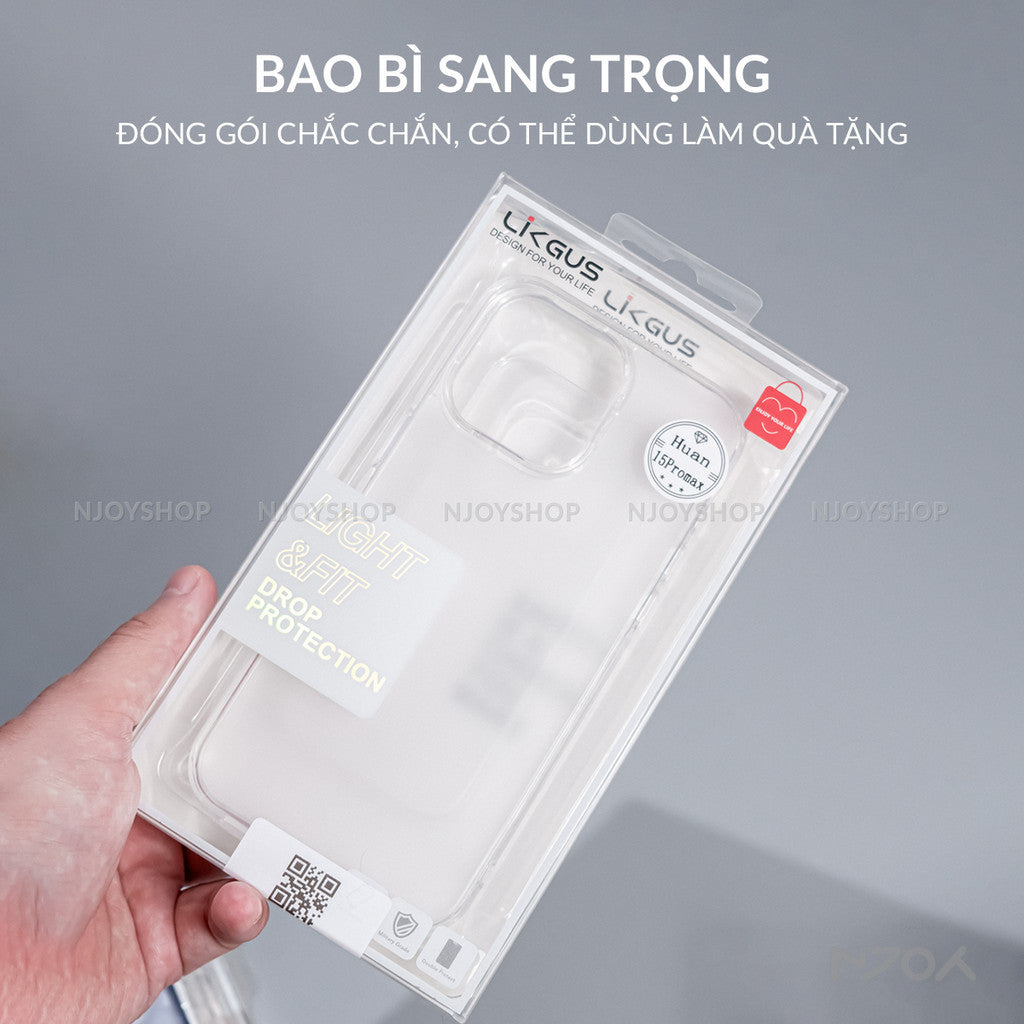 Ốp Nhám Mờ Likgus Chống Vân Tay Bảo Vệ Camera Cho iPhone 17 Pro Max 16 15 14 13 12
