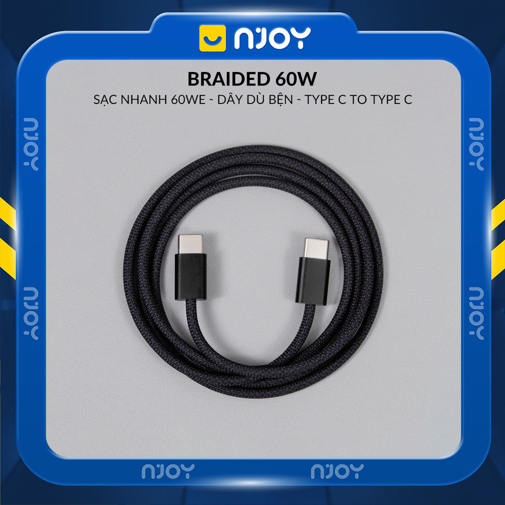 Cáp Sạc Nhanh Type C To C 60W Dây Dù Chống Đứt Gãy Cho iPhone 16 Pro Max 15 iPad Airpods Laptop